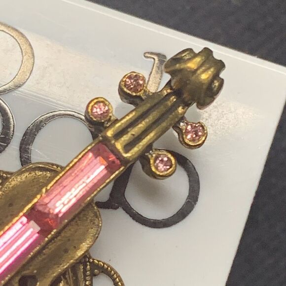 Banana Bob violin musical theme musical instruments pink ox gold earrings - Picture 6 of 10